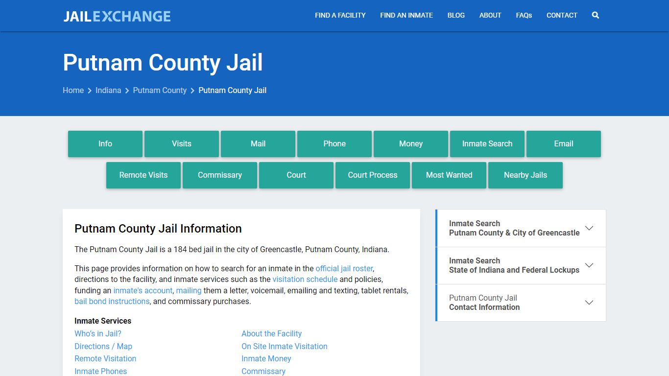 Putnam County Jail, IN Inmate Search, Information