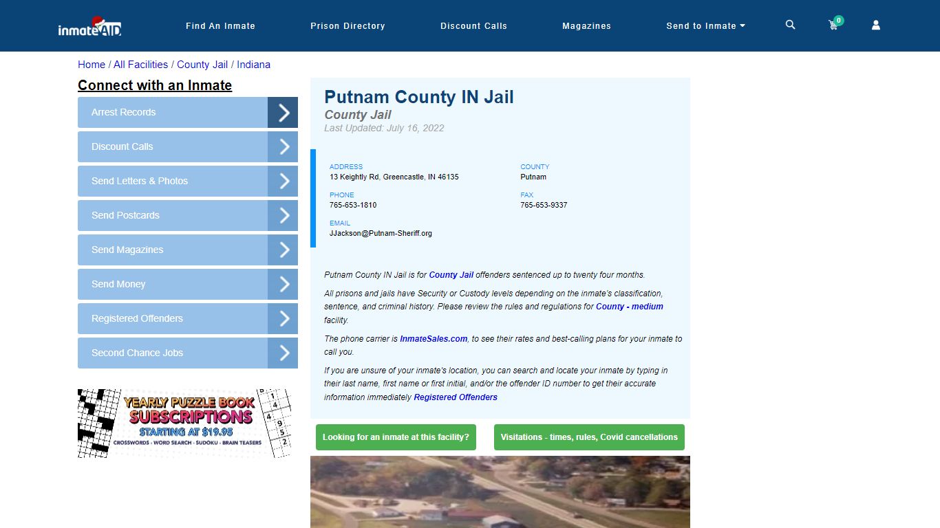 Putnam County IN Jail - Inmate Locator - Greencastle, IN