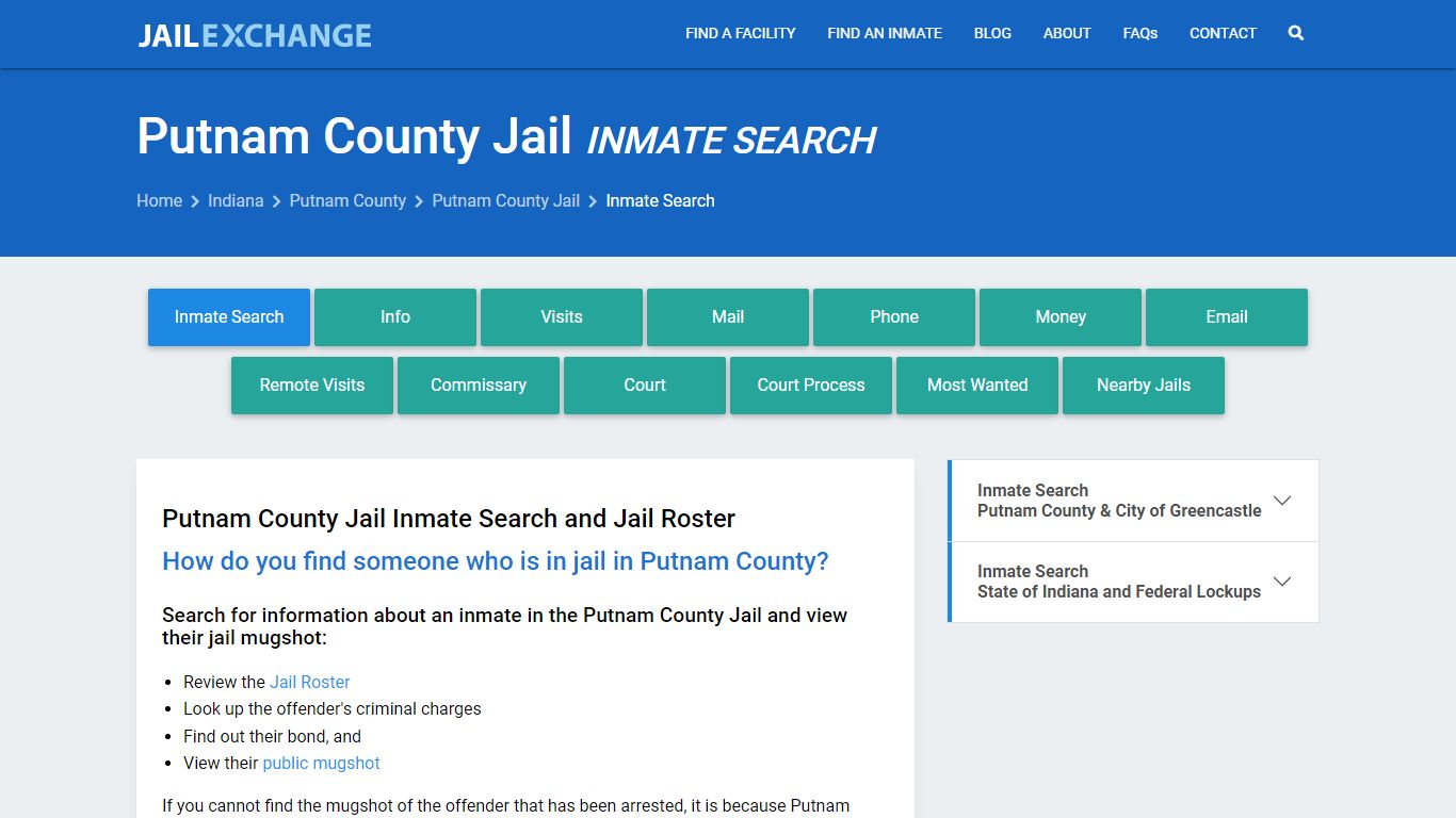 Inmate Search: Roster & Mugshots - Putnam County Jail, IN